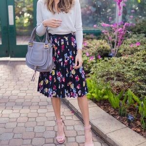 Ann Taylor Floral Petite Pleated Midi Skirt